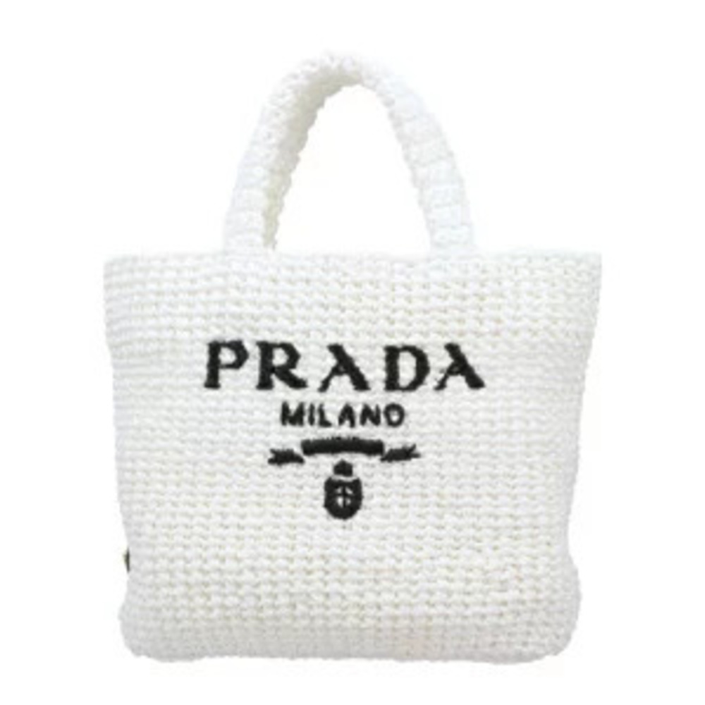 Prada White Crochet Tote Bag V OOL BIANCO